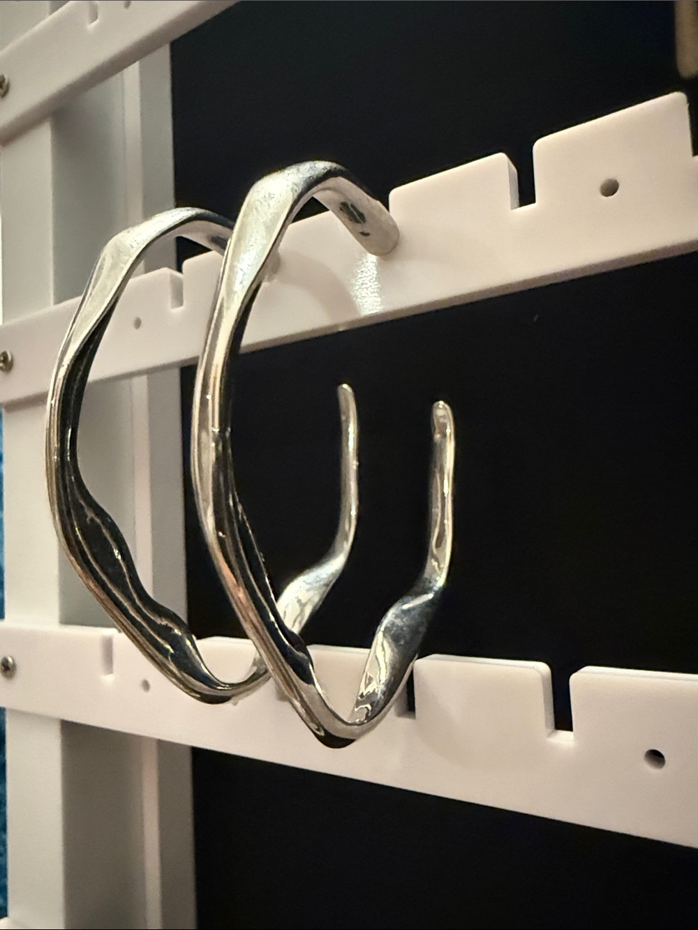 Silver Wavy Hoop Earrings - Women Accessories